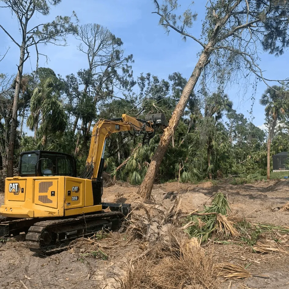 Excavator land clearing